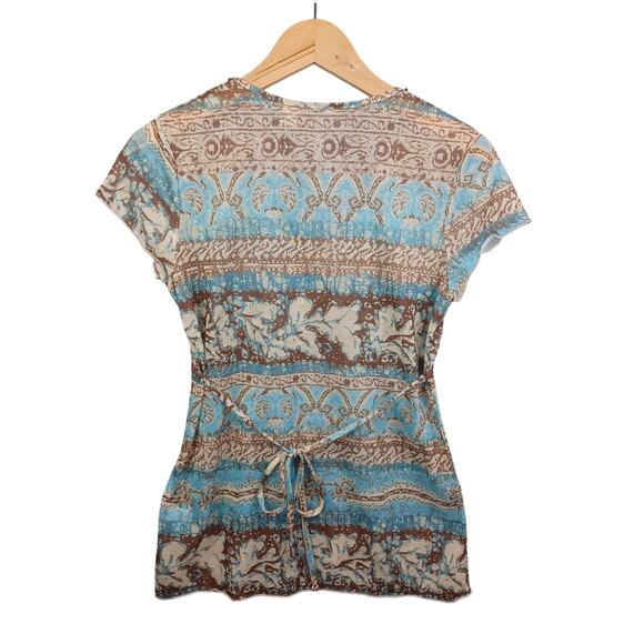 Vintage Y2K Womens Babydoll Crochet Lace Trim Top Size S Tie Waist Boho Coquette - Picture 7 of 11